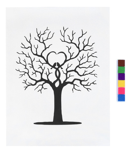 . Árbol De Pintura De Huellas Dactilares Con Firma De