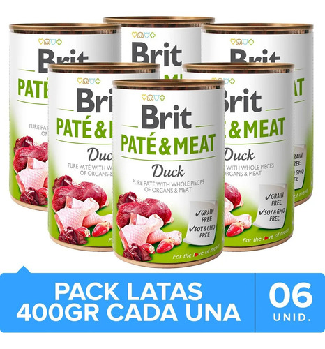 6 X Latas Brit Care Paté & Meat Duck 400gr C/u Perro 