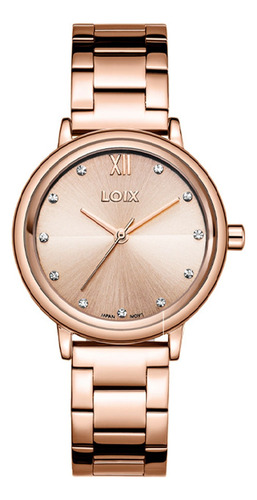 Reloj Loix L1183-2 Para Mujer Oro Rosa Con Piedras