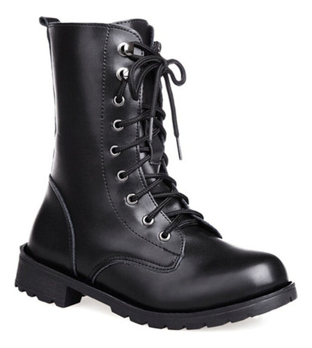 Botas Casuales De Piel Para Mujer Botas Redondas Martin