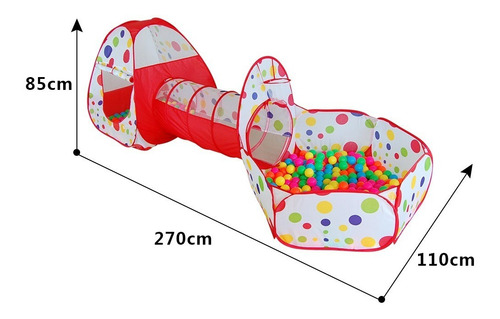 Imagen 2 de 7 de Tienda Túnel Carpa Casita 3 En 1 Portable Pelotero Juguete