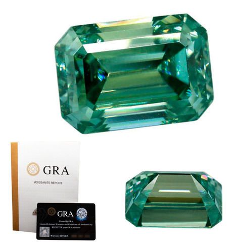 Gema Moissanite Octagon Esmeralda 5x7mm (1 Ct) Verde1 C/cert