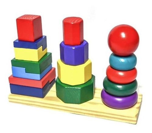 Torre Triple Armar Formas Geométricas Didácticas Para Niños 