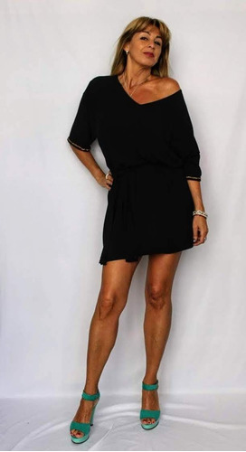 Imagen 4 de 8 de Vestido Lazo Satén Negro - Crema- Verde