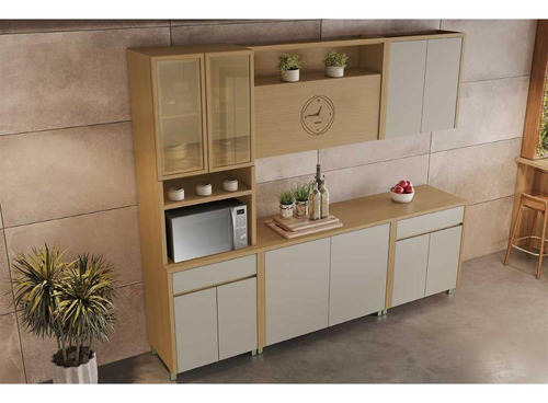 Armário Aéreo Cozinha Condessa C/ 2 Portas 80cm Carvalho/cin