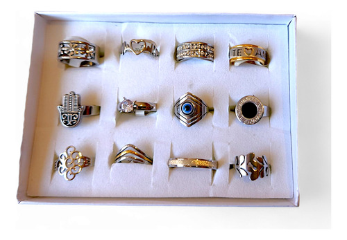 Anillos Acero Quirúrgico - 12 Modelos Pack Por 12