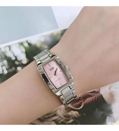 Reloj Casio Ltp-1165a-4c Plateado Y Rosa Para Dama