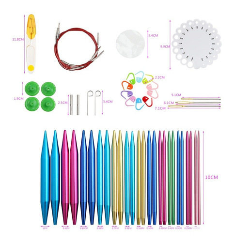 Imagen 4 de 7 de Set Estuche Palillos Circulares Intercambiables Y Accesorios