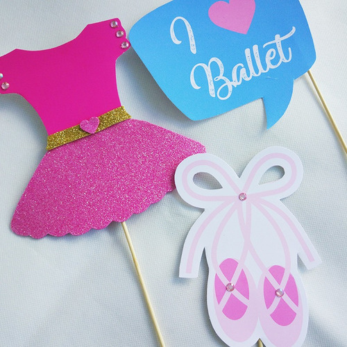 12 Props Photobooth Ballet Bailarina Cumpleaños Baby Shower