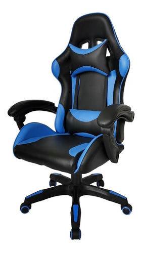 Silla De Escritorio   Gamer  Reclinable,  Azul  Con Negro 