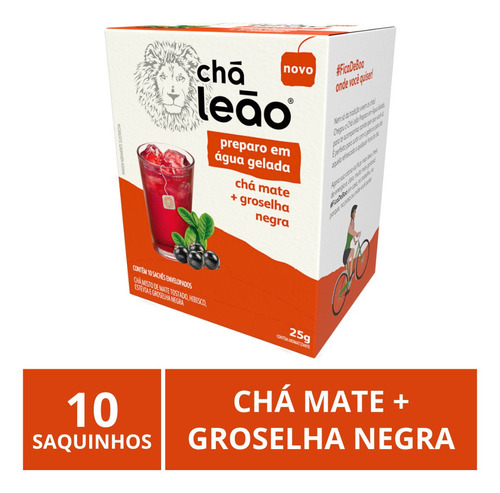 Chá Leão Gelado, Mate E Groselha Negra, 10 Saquinhos.