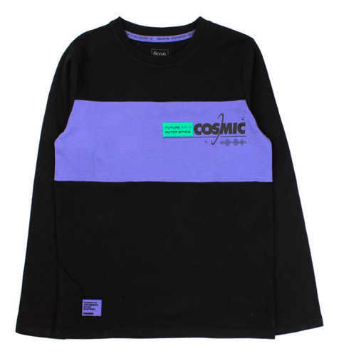 Polera Cosmic Negro Junior Niño