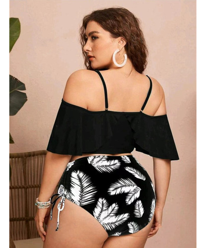 Conjunto De Bikini Con Volantes Y Cintura Alta, Trajes De Ba
