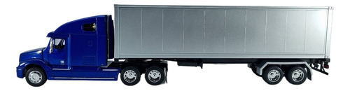Tráiler Freightliner Columbia Esc. 1:32 Caja Seca Welly Azul, Plateado