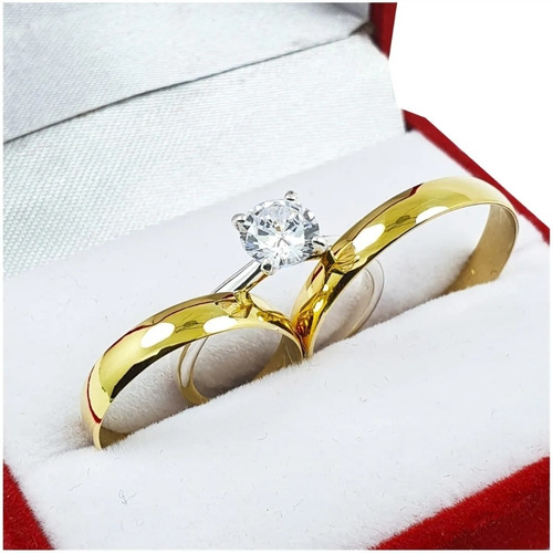 Alianzas Oro 18k 4 Gr El Par Rojo Amarillo Anillo Regalo