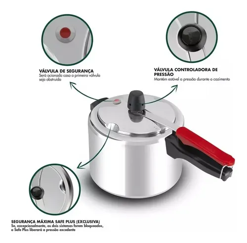 Panela De Pressão Clock Eco Polida 4,5 Litros 9295306123 Cor Prat...