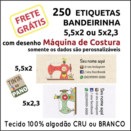 250 Etiquetas Com Desenho Máquina De Costura Personalizadas.