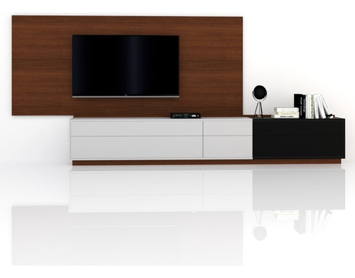 Modular Centro De Entretenimientos Mesa Lcd Led Rack Moderno Color Negro