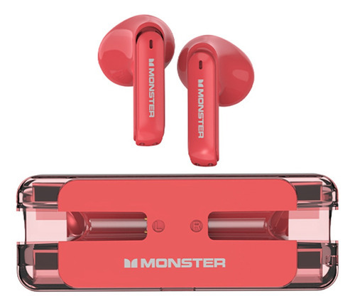 Audífonos Inalámbricos Bluetooth Monster Xkt08 De Lujo Color Rojo