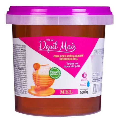 Cera Depilatória Hidrossolúvel De Mel Depil Mais - 600g