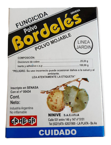 Polvo Bordeles Fungicida De Contacto Grhesa 250g