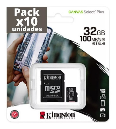 Imagen 2 de 6 de Combo X 10 Memoria Kingston 32gb Canvas Select Plus Oferta