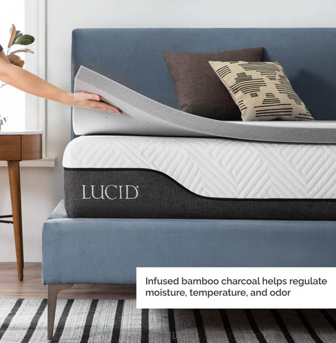 Lucid Memory Foam Cubre Colchón Colchoneta Carbón Bambú