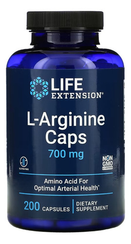 Cápsulas de L-arginina 700 mg, 200 cápsulas con sabor sin sabor