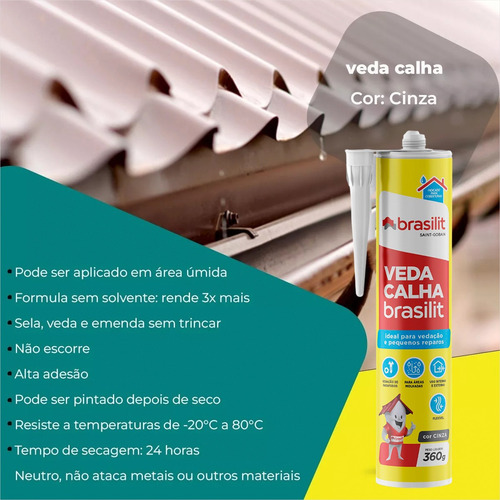 Veda Calha Pode Ser Aplicado Em Área Úmida - Cinza 400g