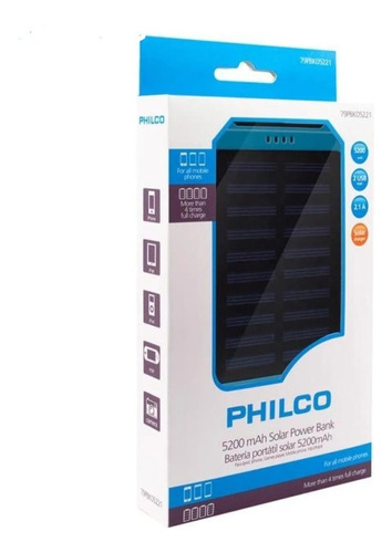 Batería Recargable Solar Power Bank 5200 Mah Philco Open Box (Reacondicionado)