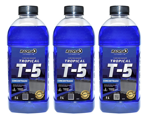 3 Aditivos Radiador Azul Radnaq T5 Concentrado Tropical 1lt