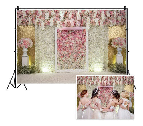 Telones De Fondo De Pared Florales De Boda 3d De 8 X 6 Pies,