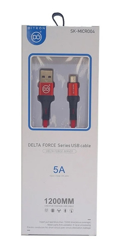 Cable Usb A Micro Usb Telado Colores Ultra Rapido Ditron 1mt