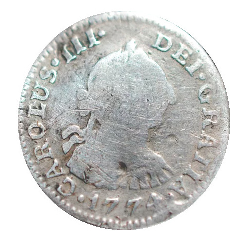 Moneda 1/2 Medio Real Plata Original Carlos Ill 1774 F M