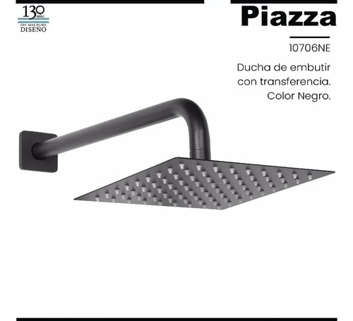 Ducha De Embutir C/ Transf. Monocomando Piazza Lounge Negro
