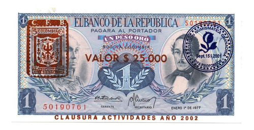 1 Peso 1977 Resellado Asociación Numismática Granadina 2002