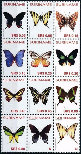 Fauna - Mariposas - Surinam - Serie Completa Mint (12 Val)