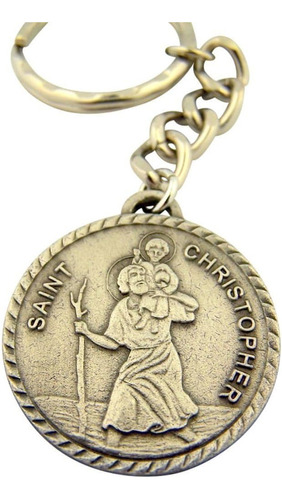 Llavero De Plata Satinada De Saint Christopher Con Diseño