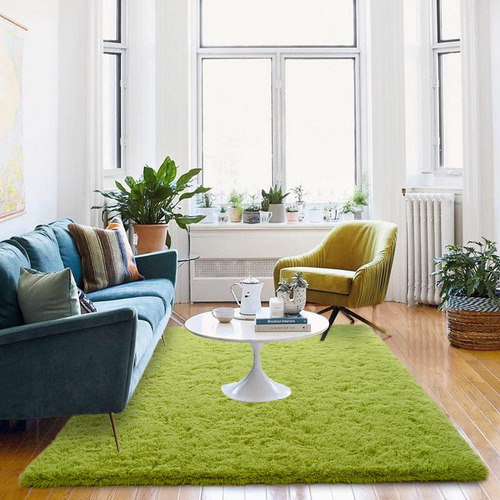 Alfombra Iseau Fluffy Green Shaggy De 150 Cm X 240 Cm Para H