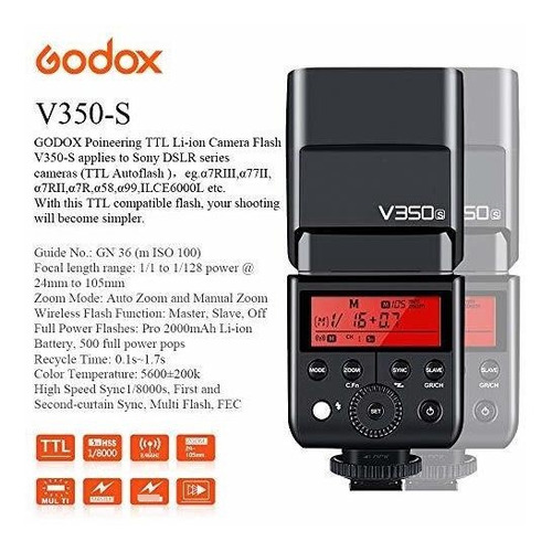 Flash Godox V350s Ttl 2.4g 1/8000s Hss Para Sony -negro