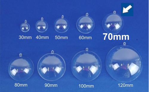 Bola Esfera 70mm Acrilico Transparente Para Rellenar 12pza