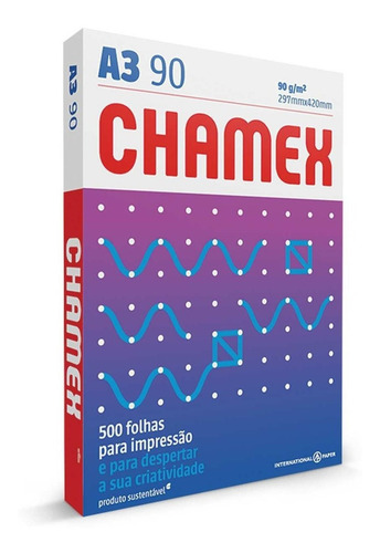 Papel Sulfite A3 90g 297x420 Com 500 Fls Super Chamex Branco