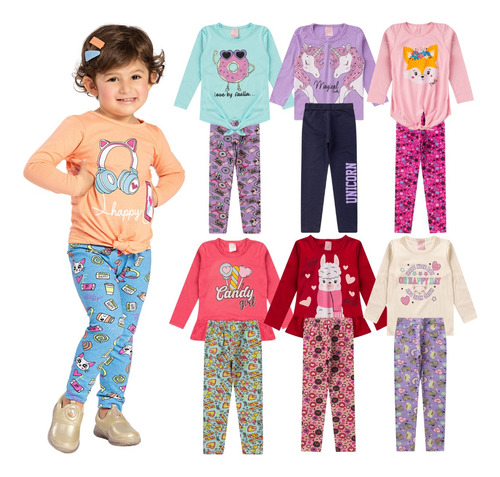 5 Conjunto Infantil Menina Roupas Crianças Feminino Verão