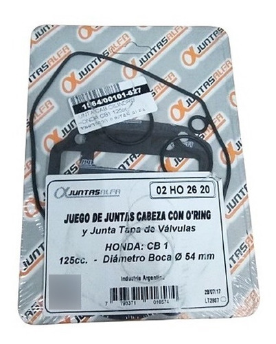 Junta Cabeza Cilindrro Alfa Honda 125 Cb1 Diam 54mm Jm Motos