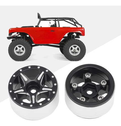 2 X 2 Piezas Rc Rim Set Para Axial Scx24 90081 1:24 Rc Negro
