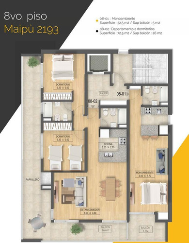 Venta Departamento Monoambiente Frente - 8vo Piso U01 - Rosario República De La Sexta