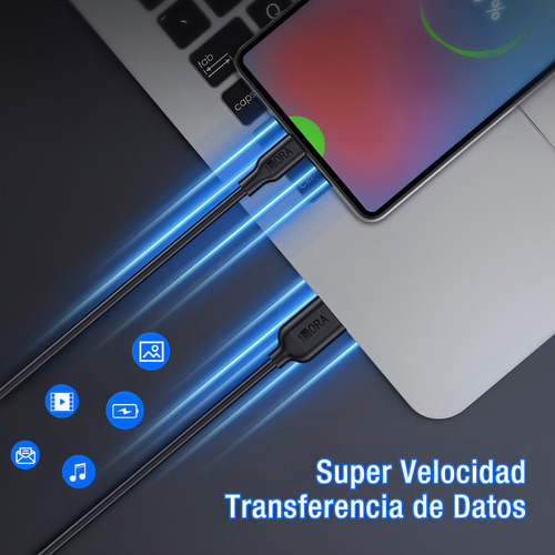 Cable Usb Tipoc 2 Metros 2.1a Carga Y Datos Compatiblenegro