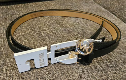 2 Cintos Michael Kors 556334c Cinturón Canvas Dorado Mk Set