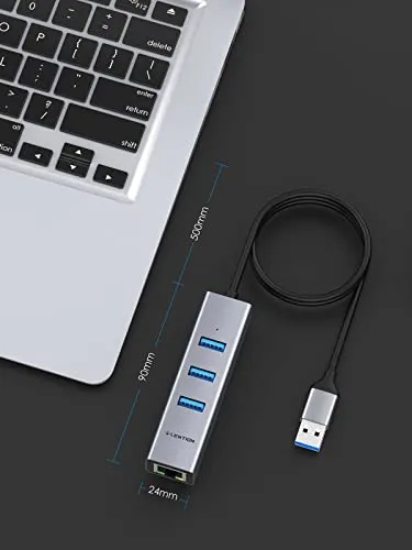 Hub Usb 3.0 De 3 Puertos Lention Con Adaptador Gigabit Ether