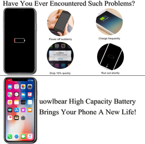 Batería Recargable De 3800 Mah Para iPhone X, Uowlbear Para